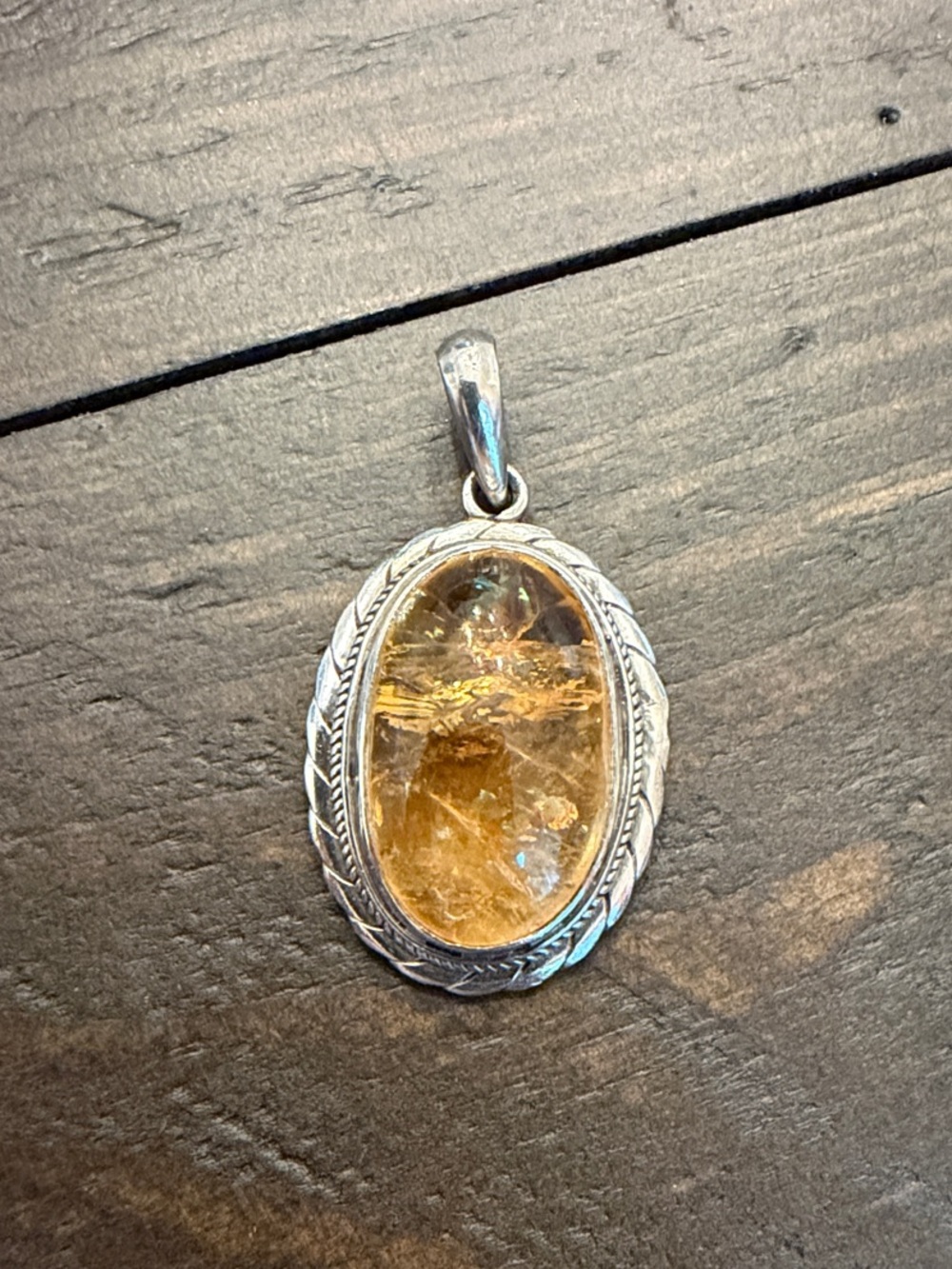 Sterling Silver Citrine Oval Pendant - Picture 1 of 3